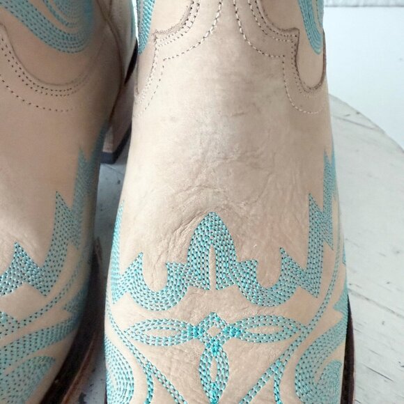 Lane LEXINGTON Womens Cowboy Bootie Sz 9 Sand and Stream Western Cowgirl Boots - Picture 8 of 13